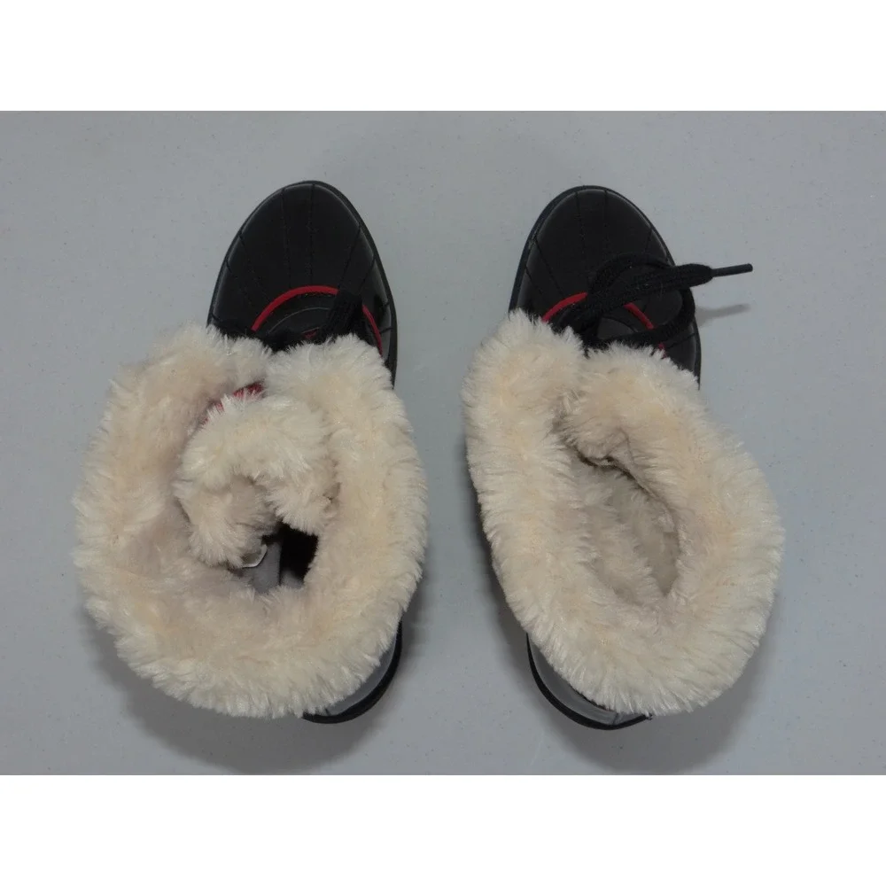 Anne Klein Sport AKGALLUP Black Plaid Faux Fur Trim Winter Duck Boots Womens 6M